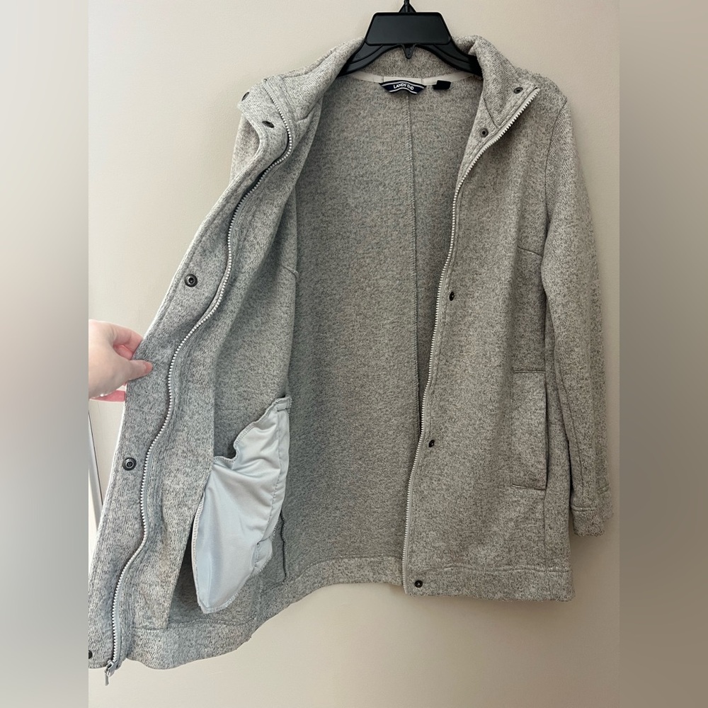 Land's End Women's Sweater Fleece Grey Coat Size M - Picture 7 of 11
